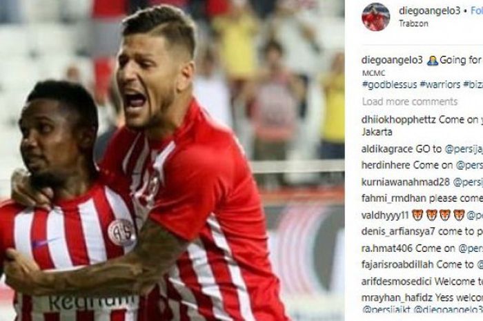 Unggahan foto bek Antalyaspor, Diego Angelo pada hari Rabu (5/2/2017).