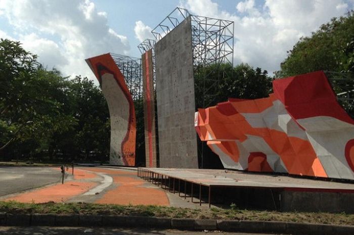 Arena yang digunakan untuk Kejurnas Panjat Tebing di Stadion Manahan, Solo.