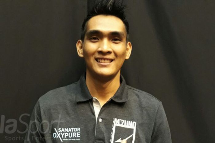 Pevoli putra Surabaya Bhayangkara Samator, Rivan Nurmulki, saat akan menghadiri closing ceremony final four Proliga 2018 di Gor Sritex Arena, Solo, pada Minggu (8/4/2018).