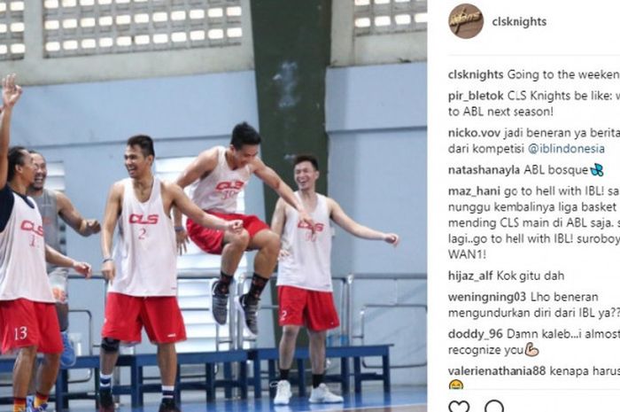 Momen latihan tim CLS Knights Surabaya yang diunggah akun Instagram clsknights (28/7/2017).