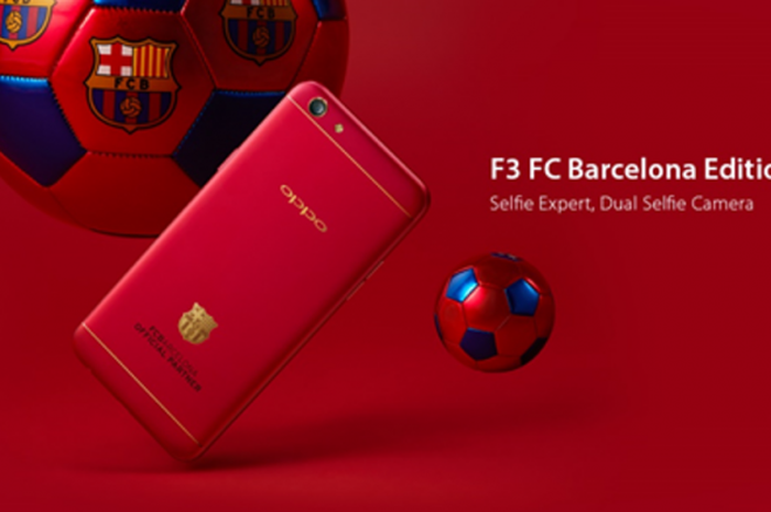 OPPO F3 FC Barcelona Limited Edition resmi diluncurkan di Jakarta, Senin (7/8/2017).