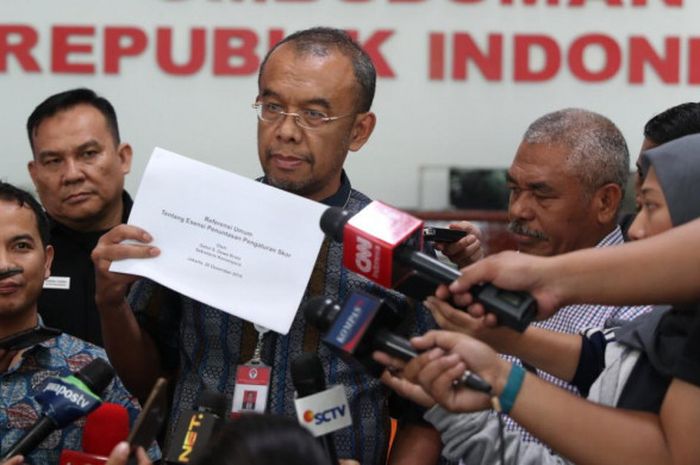 Sekretaris Menpora Gatot S Dewa Broto usai dipersika Satgas Anti Mafia