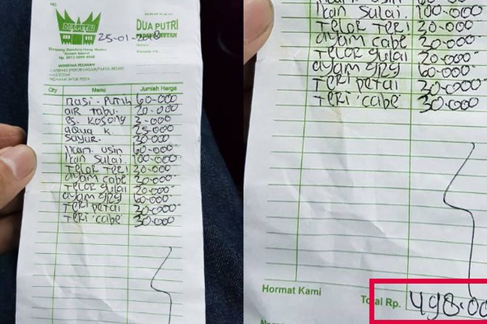 Total tagihan makanan ini tidak masuk di akal