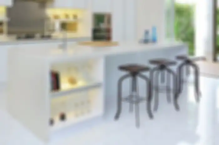 Tabletop pada dapr yang mengilap.