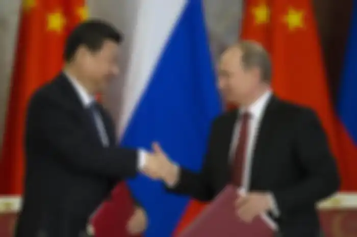  Presiden Rusia Vladimir Putin dan Presiden China Xi Jinping.