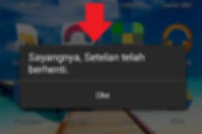 notif aplikasi Sayangnya, setelan telah berhenti