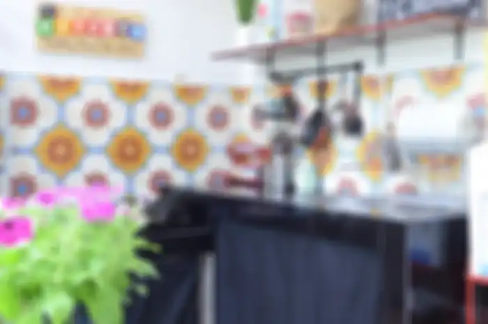 Dapur ceria dengan tegel