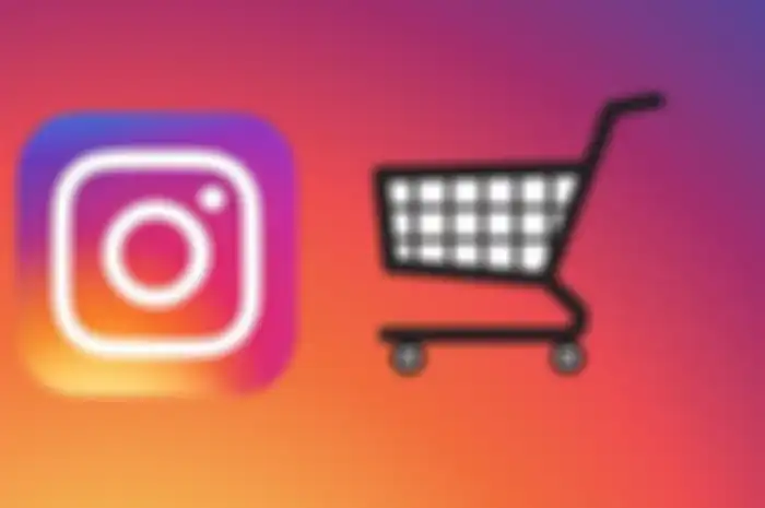Ilustrasi logo belanja dan Instagram