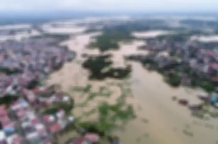 Kondisi Kelurahan Tamanggapa yang terkena banjir terekam dari atas menggunakan kamera Drone, Makassa