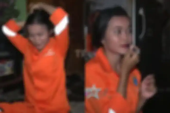 Sellha Purba sempatkan merias wajahnya sebelum bekerja.
