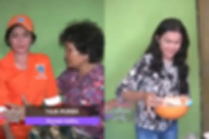 Sellha Purba membantu ibunya.