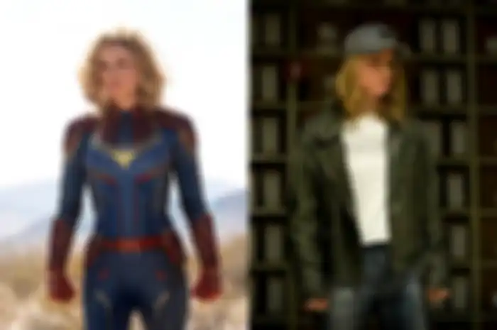Penampilan Brie Larson saat berpesan sebagai Carol Danvers di film Captain Marvel