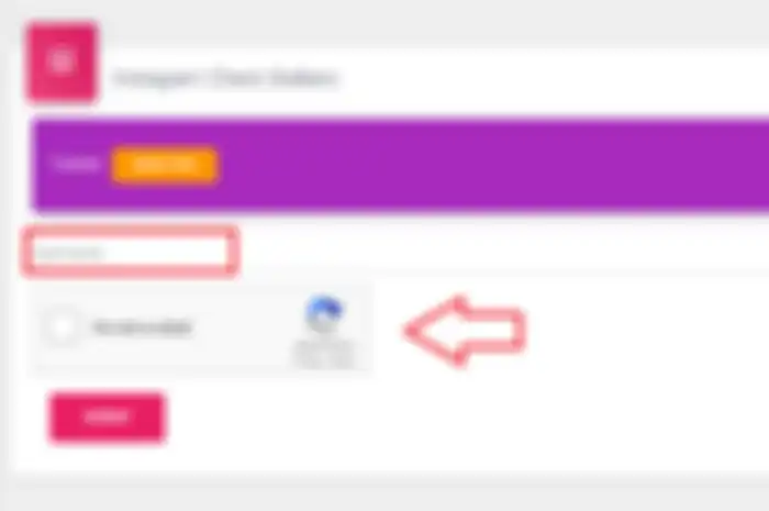 Isi nama akun Instagram Anda, klik kolom captcha, lalu pilih submit.