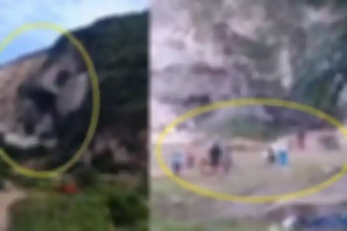 Detik-detik Gunung Kapur di Jember longsor, pemotor panik