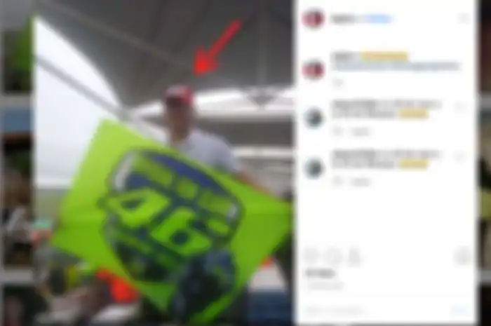 Bendera Official Fan Club 46 Valentino Rossi memakai topi Marc Marquez