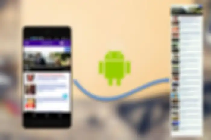 Ilustrasi scrolling screenshot di Android
