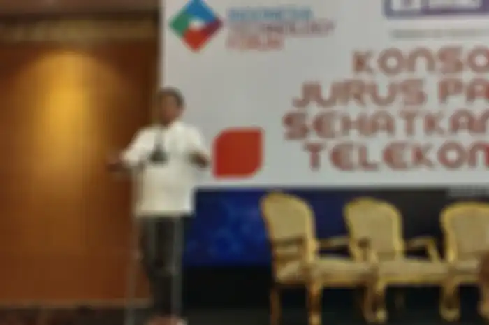 Rudiantara, Menkominfo, memberikan kata sambutan dalam acara seminar yang diselenggarakan oleh Indonesia Technology Forum, di Balai Kartini, Jakarta, (02/04/2019).
