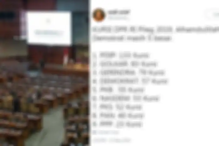 Andi Arief, politisi Partai Demokrat, membocorkan jatah kursi DPR RI untuk setiap partai pada Pileg 2019 melalui akun Twitter pribadinya.