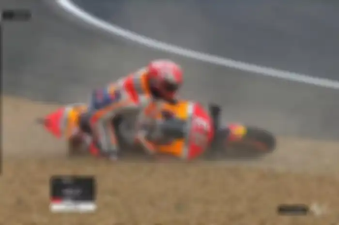 Marc Marquez crash di kualifikasi 2 (Q2) setelah sebelumnya juga crash di FP4 MotoGP Prancis, (18/5/2019)