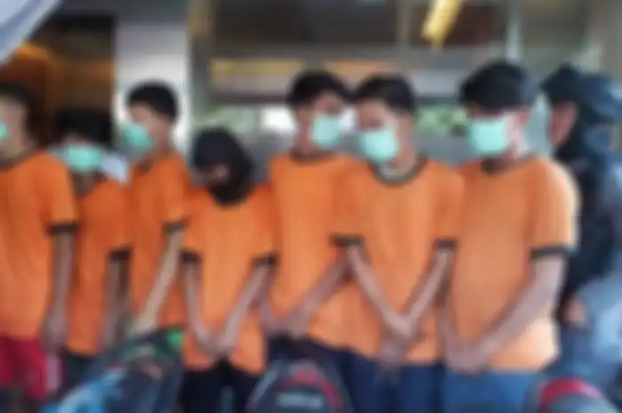 Para pelaku tawuran antar gengster di Tangerang.