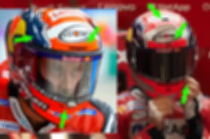 Perbedaan helm yang dipakai Adrea Dovizioso saat ini