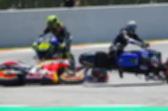 Ilustrasi. Insiden kecelakaan di MotoGP Catalunya 2019.