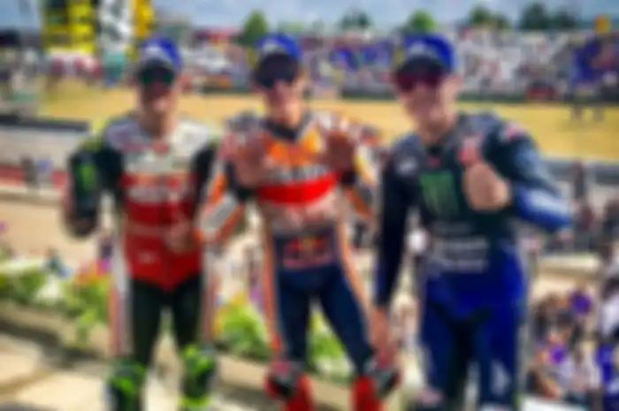 Cal Crutchlow, Marc Marquez dan Maverick Vinales, pemenang MotoGP Jerman 2019.