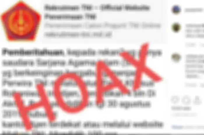 Pendaftaran Perwira TNI untuk Sarjana Agama Islam Ternyata Hoax