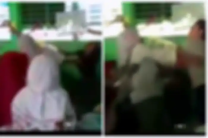 Sebuah video penganiayaan terhadap seorang guru SD viral di media sosial.