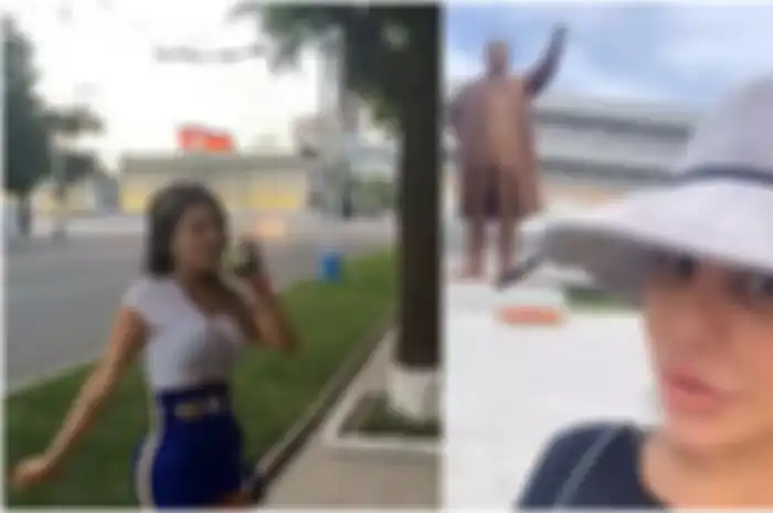 Selama tinggal di sana, dia juga berpose tanpa busana di suite hotelnya sambil mengenakan topi Korea Utara.