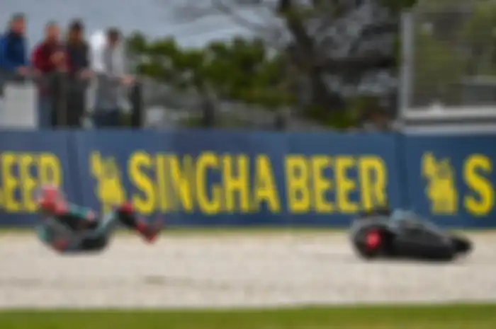 Fabio Quartararo mengalami insiden crash parah di FP1 MotoGP Australia 2019 di tikungan 6 Phillip Island saat kondisi basah karena hujan