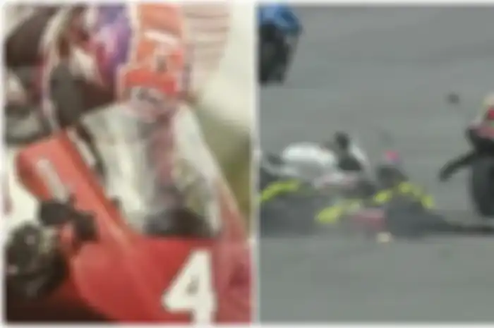 Afridza Munandar (kiri) dan Marco Simoncelli (kanan) yang sama-sama meninggal dunia saat berlaga di sirkuit Sepang, Malaysia.