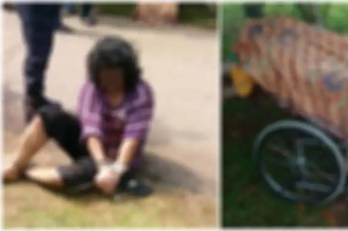 Pria tersebut mendorong kursi roda itu melewati sebuah kios pinggir jalan, karena membuat penasaran. Warga kemudian menghentikannya.
