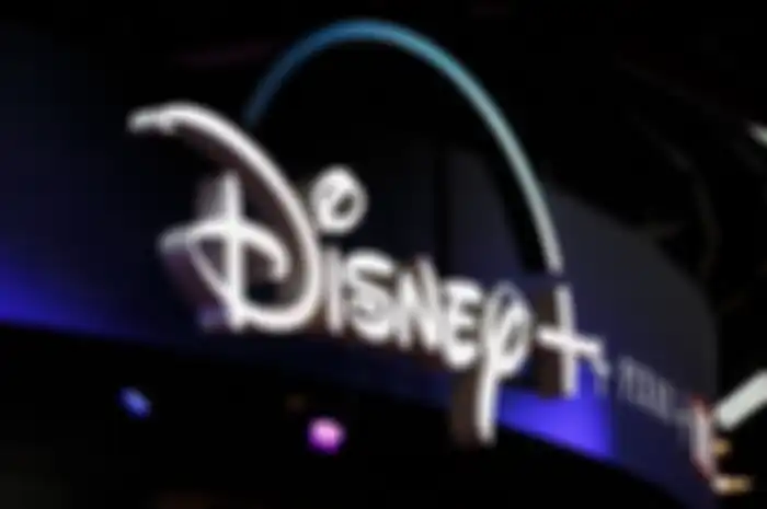 Signage for the Disney+ streaming service is displayed during the D23 Expo 2019 in Anaheim, California, U.S., on Friday, Aug. 23, 2019. Walt Disney Co. is turning the D23 Expo, the biennial fan conclave, into a big push for its new streaming services. Photographer: Patrick T. Fallon/Bloomberg via Ge