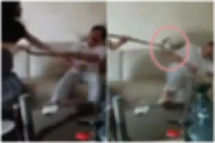 Potongan video yang viral saat istri pukuli suami yang sakit stroke
