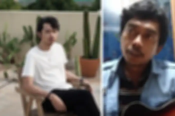 Ence Bagus (kanan) meminta Pamungkas (kiri) mengaransemen lagu yang dia ciptakan untuk almarhumah sang istri.