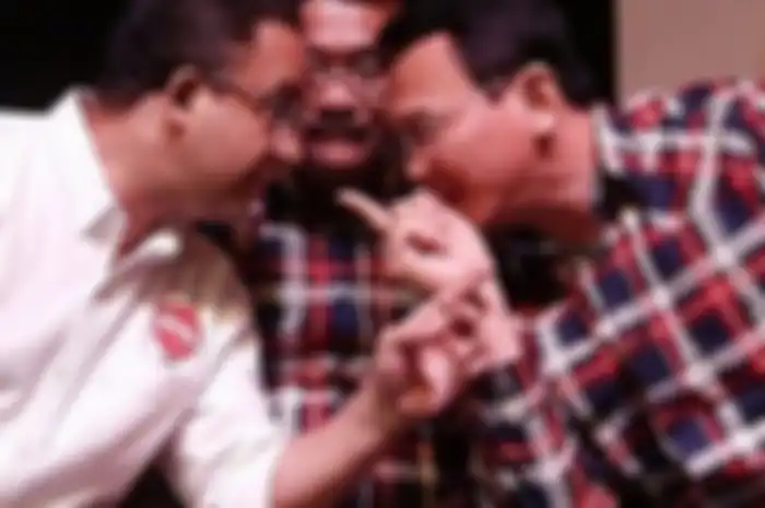 Anies Baswedan dan Ahok sedang berdebat kala Pilkada Gubernur DKI Jakarta 2017 dan ditengahi oleh Djarot Saiful.