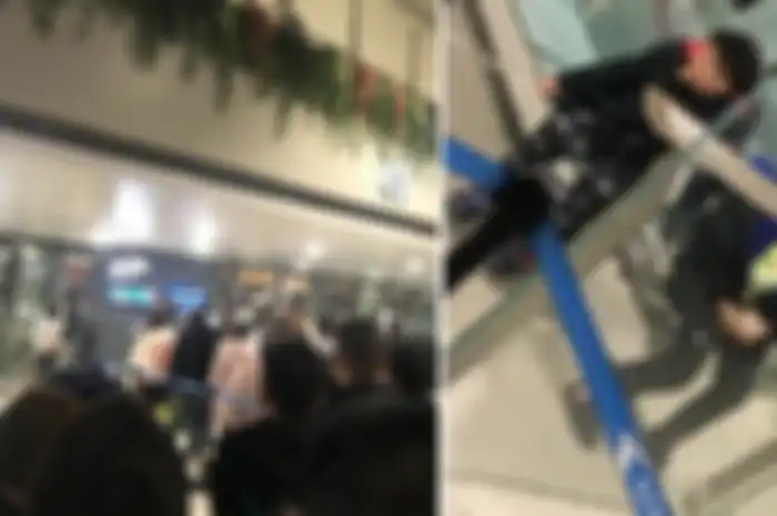 Dua bocah yang ditelantarkan orangtuanya di bandara karena salah satu dari mereka mengalami demam (kanan).