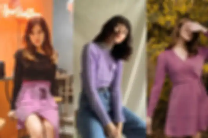 Inspirasi fashion baju warna ungu