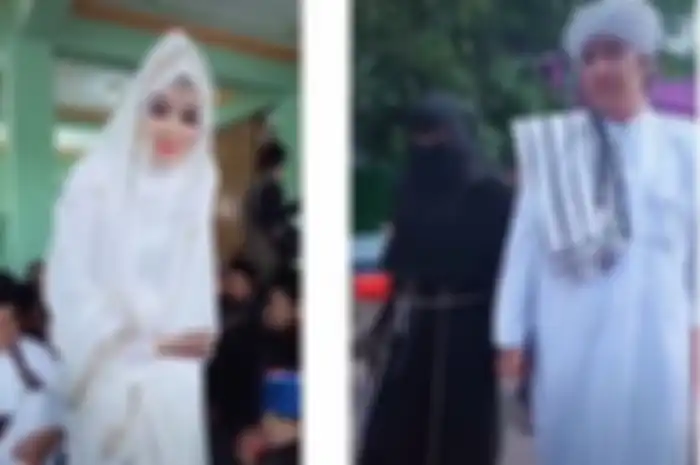 Kolase foto kiri (calon istri kedua), kanan (istri pertama mengantar suaminya menikah lagi)