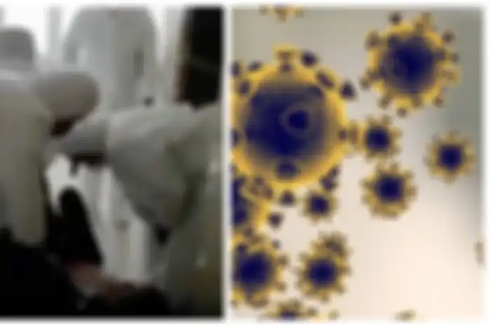 Sebuah video memperlihatkan seorang pria yang dicurigai mengidap virus corona berlari menjauh dari para petugas