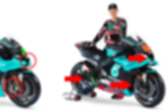 Ada 3 perbedaan yang kasat mata antara motor Yamaha YZR-M1 tim Petronas Yamaha SRT milik Franco Morbidelli dan  Fabio Quartararo