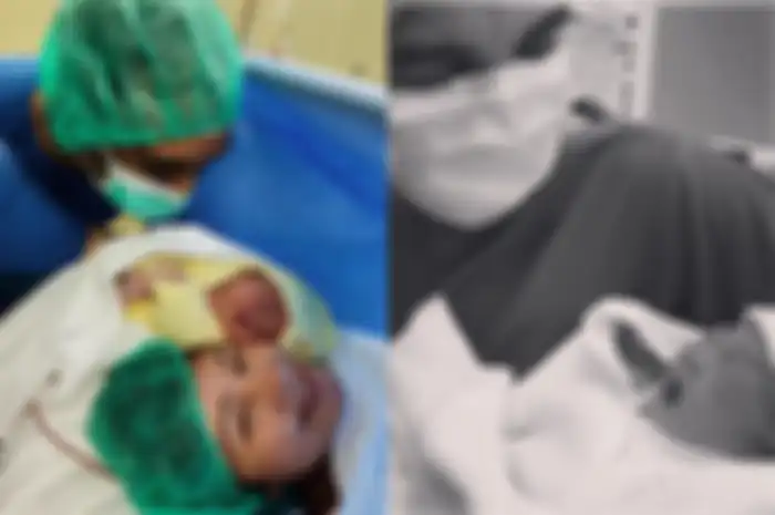 Momen Glenn Fredly dan Mutia Ayu menggendong anak pertama mereka yang baru saja lahir hari Jumat (28/02/2020)