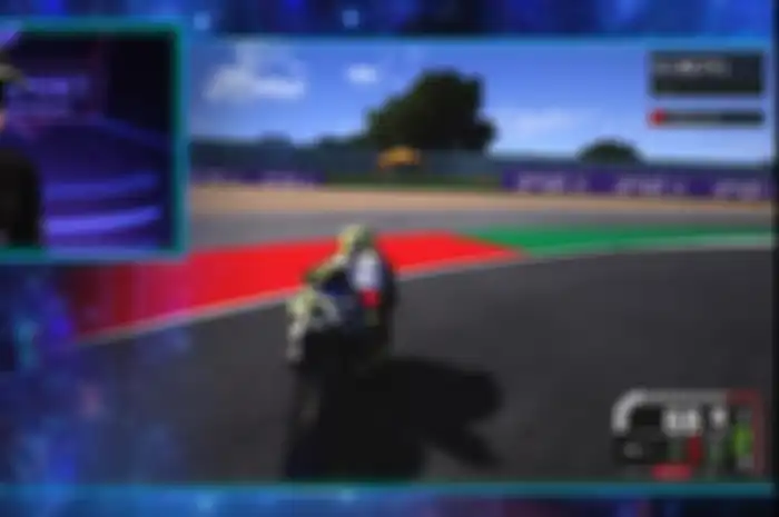 Valentino Rossi saat menaklukan game MotoGP19 di sirkuit Misano