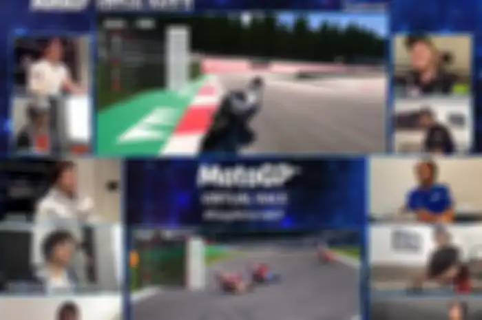 Ilustrasi perbedaan MotoGP Virtual race kedua dan pertama (atas dan bawah) antara lain pakaian peserta lebih rapi pakai seragam, ada 5 wajah baru di race kedua dan lainnya