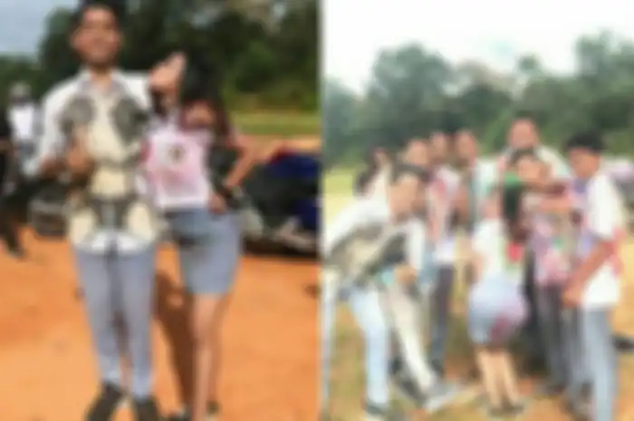 Siswa dan siswi SMA Negeri 1 Kunto Darussalam di Kabupaten Rohul, Riau, saat merayakan kelulusan dengan cara tak terpuji hingga viral di media sosial, Senin (4/5/2020).(Dok. Istimewa)