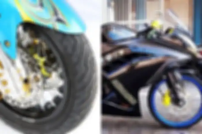 Ilustrasi pemasangan ban motor gambot dan cacing, keduanya punya efek berbahaya.