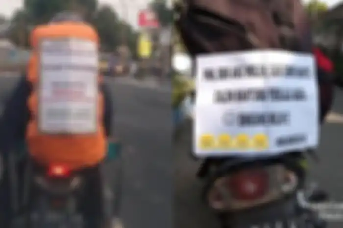 Pesan di punggung pemotor saat mudik, isinya curhatan sampai pesan kocak.