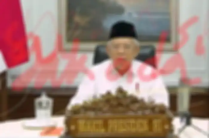 Hasil layar tangkap video Wakil Presiden Maruf Amin yang dicoret-coret dalam tayangan webinar yang diselenggarakan UIN Malang, Kamis (3/6/2020)