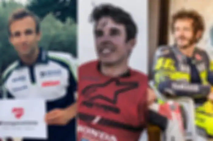 Pembalap MotoGP yang senang dengan rilisnya jadwal baru MotoGP 2020, yaitu Johann Zarco (kiri), Alex Marquez (tengah) dan Valentino Rossi (kanan)